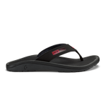 Black thong sandal with cushioned footbed and adjustable fabric strap with HLA branding.