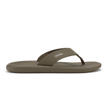 Walnut-colored thong sandal with perforated toe strap and cushioned footbed.