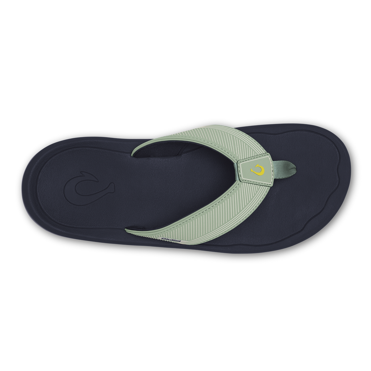 Seagreen and trench blue flip-flop with textured strap and dark sole, displayed from above.