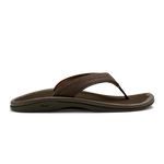Dark brown thong sandal with contoured footbed and textured upper strap.